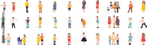 set of children on a white background isolated vector