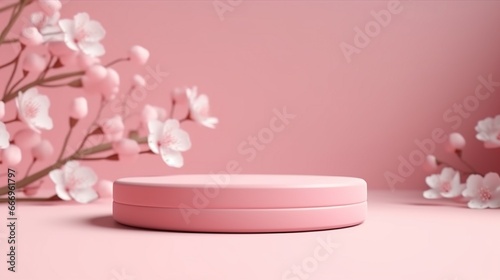 pink stand on a background of flowers