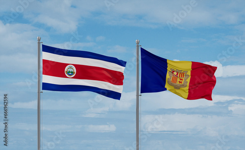 Costa Rico and Andorra national flags, country relationship concept