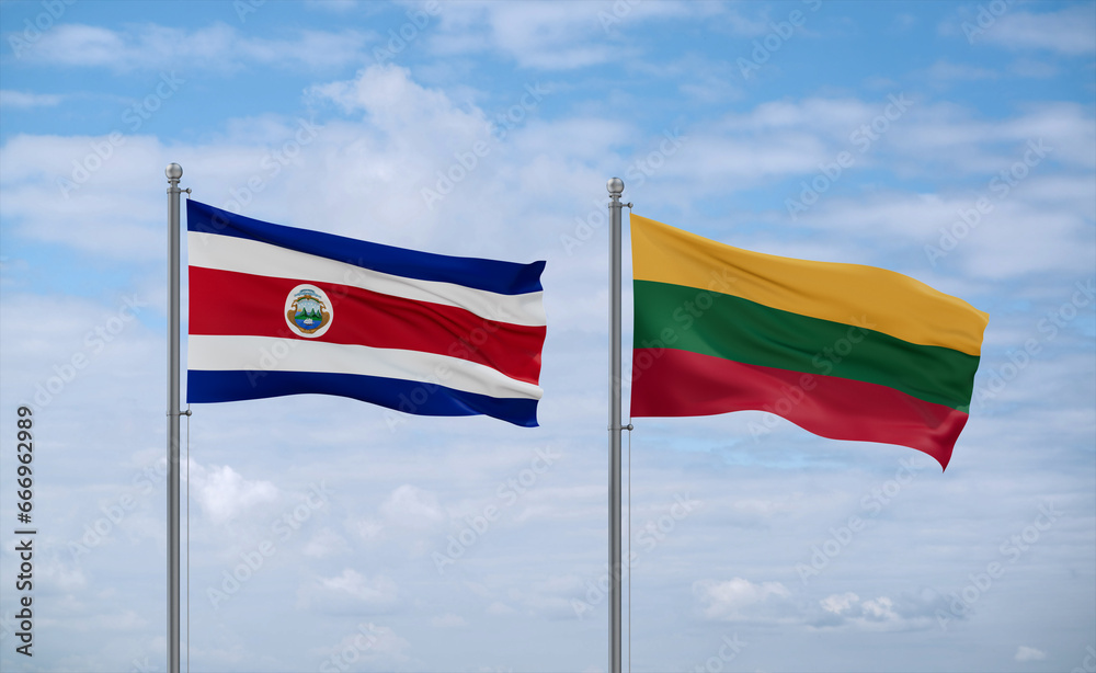 Lithuania and Costa Rico flags, country relationship concept Lithuania and Costa Rico flags, country relationship concept