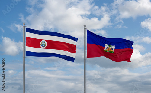 Haiti and Costa Rico flags, country relationship concept