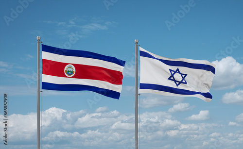 Israel and Costa Rico flags, country relationship concept