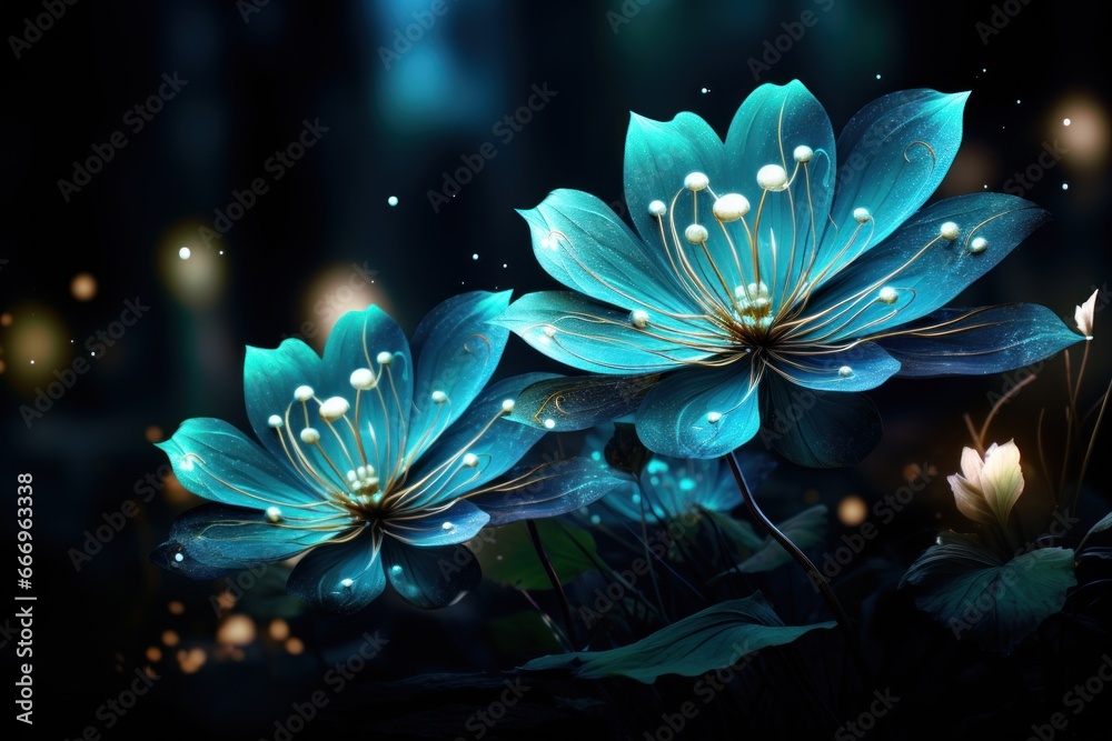 Glowing Garden: Flowers Lit Up in Night Lights, Evoking a Sense of Floral Enchantment