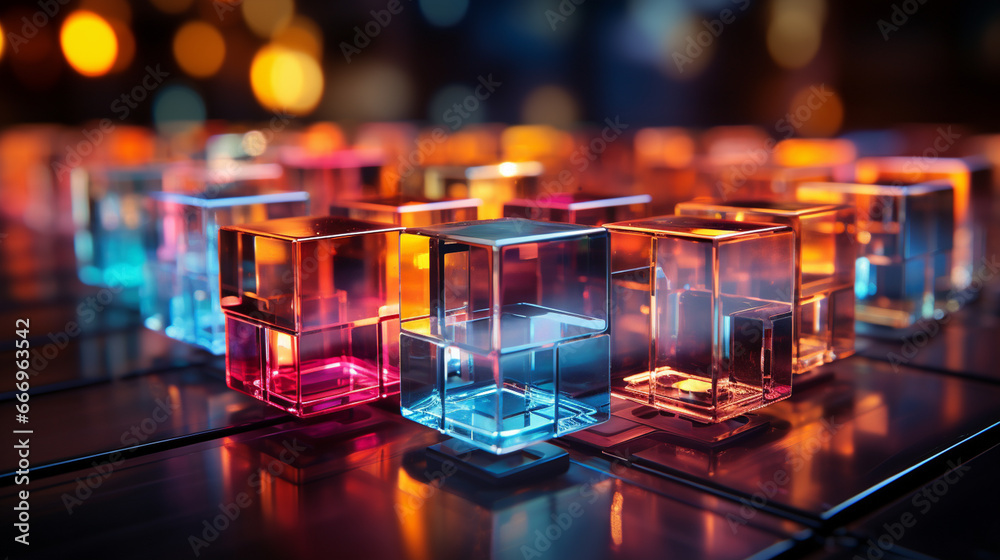 Abstract colorful neon cubes. Abstract colorful neon cubes.