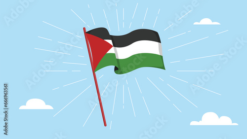 Palestine Flag Hand Drawn Vector Illustration