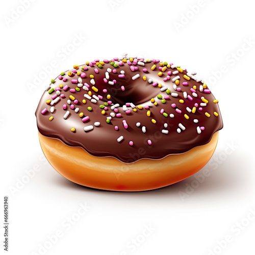 Colorful doughnut art with sprinkles isolated on a white background.