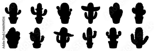 Cactus desert silhouettes set  large pack of vector silhouette design  isolated white background