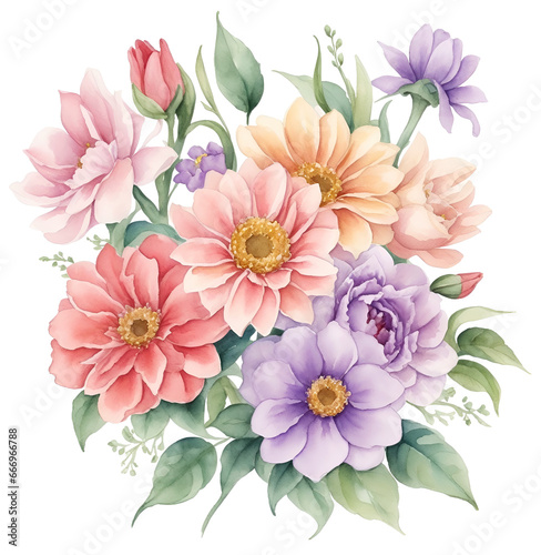 Watercolor vintage flower clip art isolated © EmBaSy