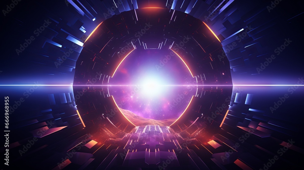 Fototapeta premium Surreal hyper space portal with abstract shapes
