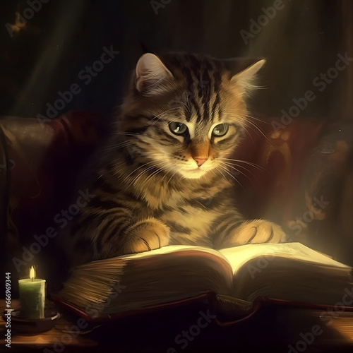 reading cat photo