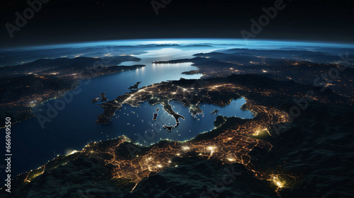 Italy s finest vista at night from space. Italian map