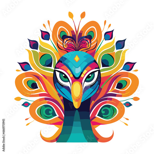 Wallpaper Mural Peacock Colorful Watercolor Stained Glass Cartoon Kawaii Clipart Animal Pet Illustration Torontodigital.ca