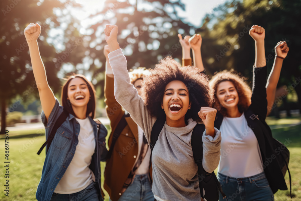 Student friendship concept with multiracial classmates laughing together while talking. Group of multi racial young people chatting and laughing. Student friendship concept with multiracial classmates laughing together while talking. Group of multi racial young people chatting and laughing.
