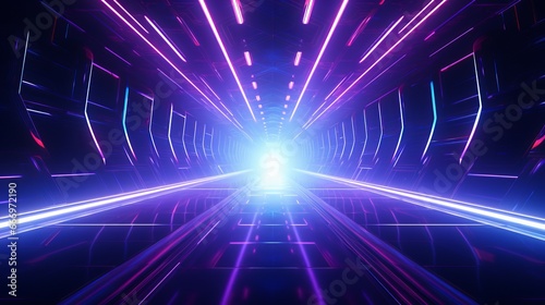 Futuristic hyper space tunnel with neon lights