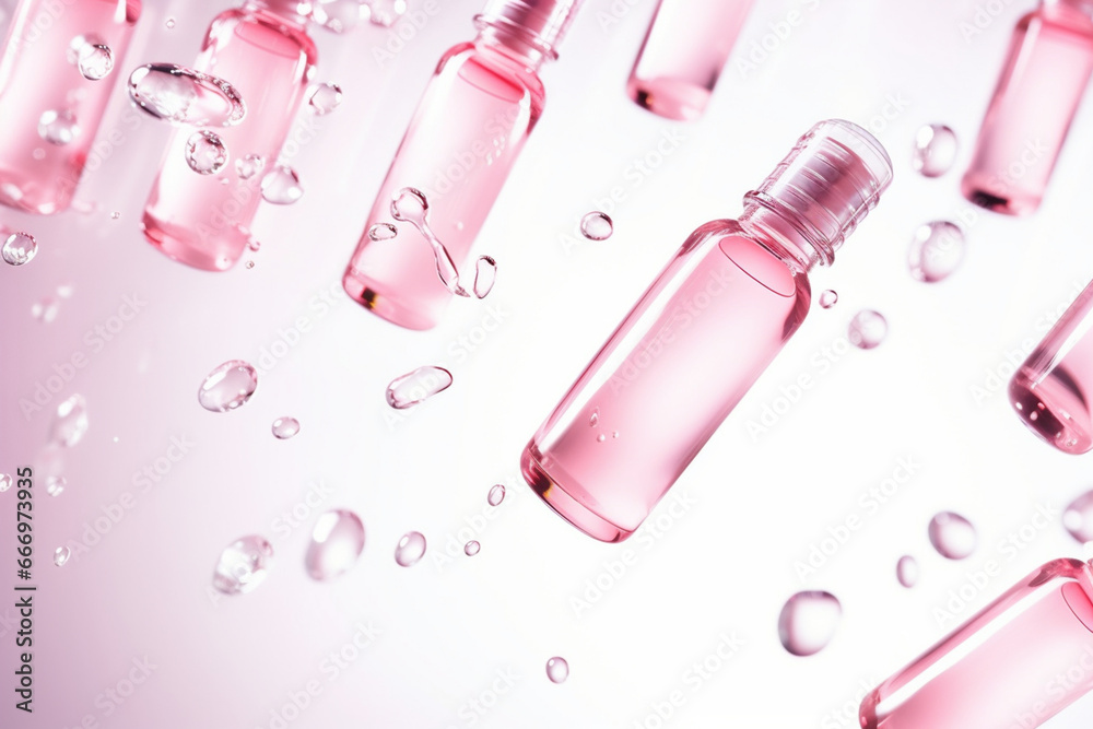 Drops of moisturizing gel or serum on a white background, Cosmetic product for skin care, aesthetic look