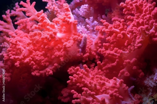 Pink coral reef ocean nature closeup. Paradise underwater colorful aquatic nature. Generate Ai