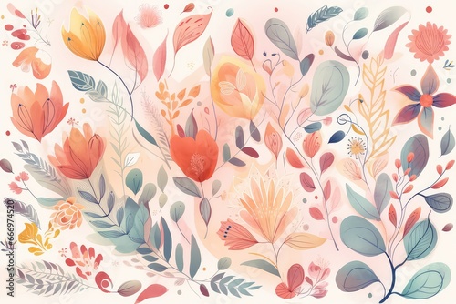 decorative watercolor blossom floral pattern backdrop design