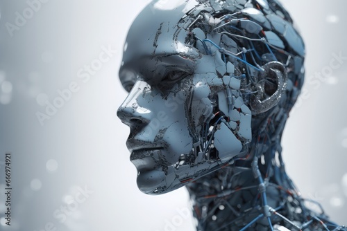 AI tech humanoid cyborg robotics concept a machine learning automation