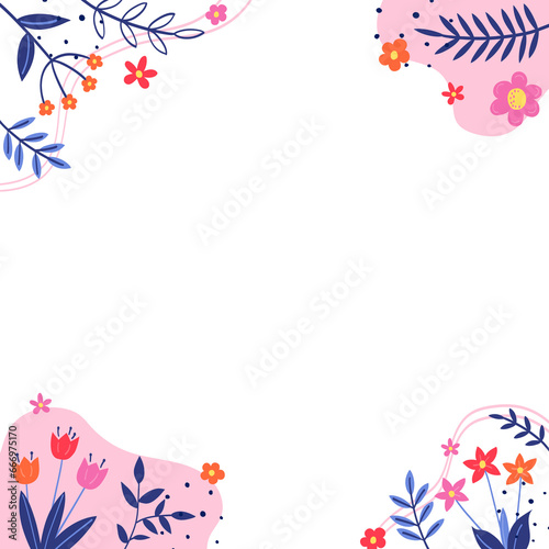 Floral decoration. Colourful blooming flower and leaves on transparent background. PNG illustration