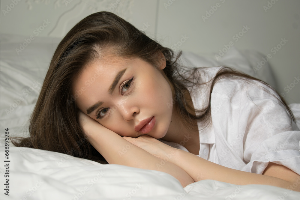 Amidst the silken sheets of dreams, she reclines in the tender embrace of night, a vision in her soft, luminous skin and eyes aglow like stars in the midnight sky. 🌌✨ Amidst the silken sheets of dreams, she reclines in the tender embrace of night, a vision in her soft, luminous skin and eyes aglow like stars in the midnight sky. 🌌✨