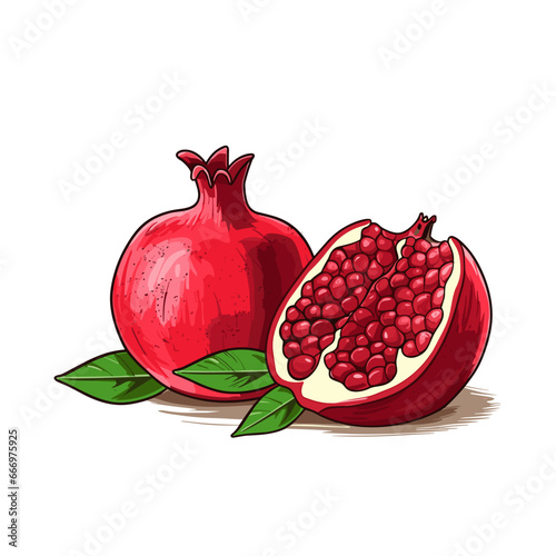 Pomegranate hand-drawn illustration. Pomegranate. Vector doodle style cartoon illustration. ai generative