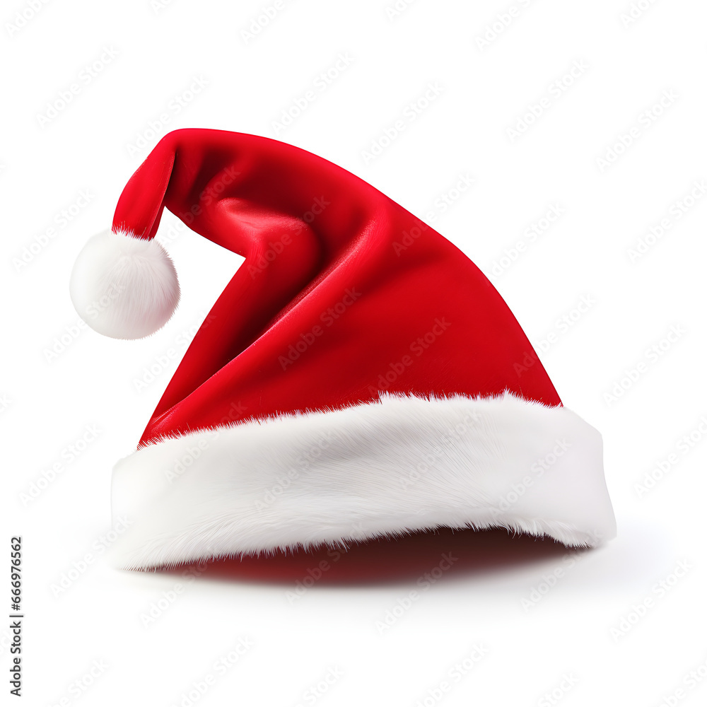 Red christmas Santa hat isolated on white background Red christmas Santa hat isolated on white background