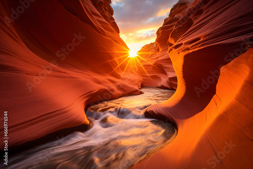 Amazing canyon sunset view shot