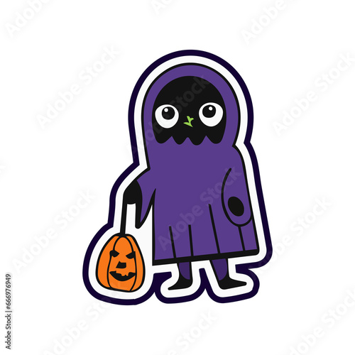 Halloween cartoon stickers bold lines spooky funny ai generative
