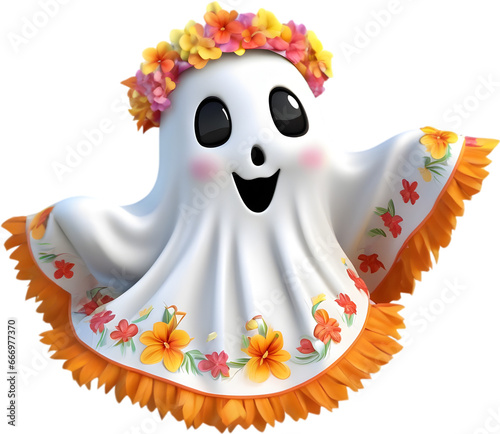 A cute ghost with flowers. 
