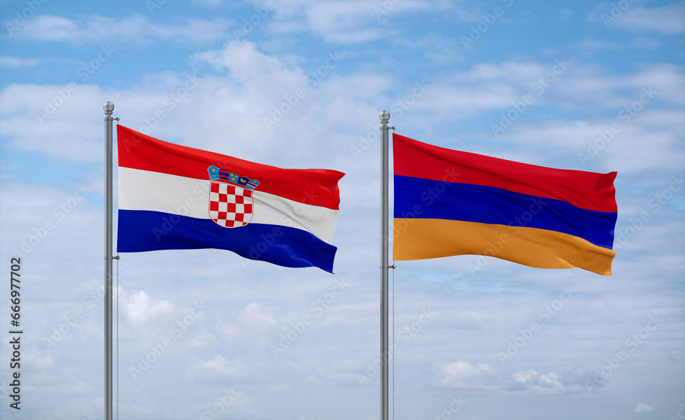 Armenia and Croatia flags, country relationship concept Armenia and Croatia flags, country relationship concept