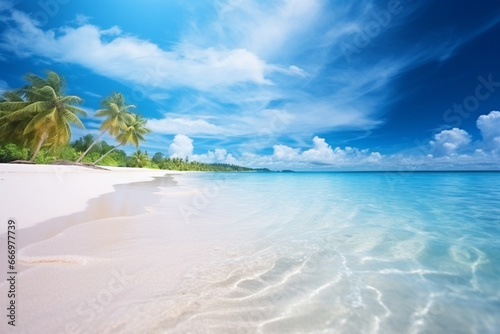 Dream scene, Beautiful white sand beach, the tropical sea , Summer view of nature