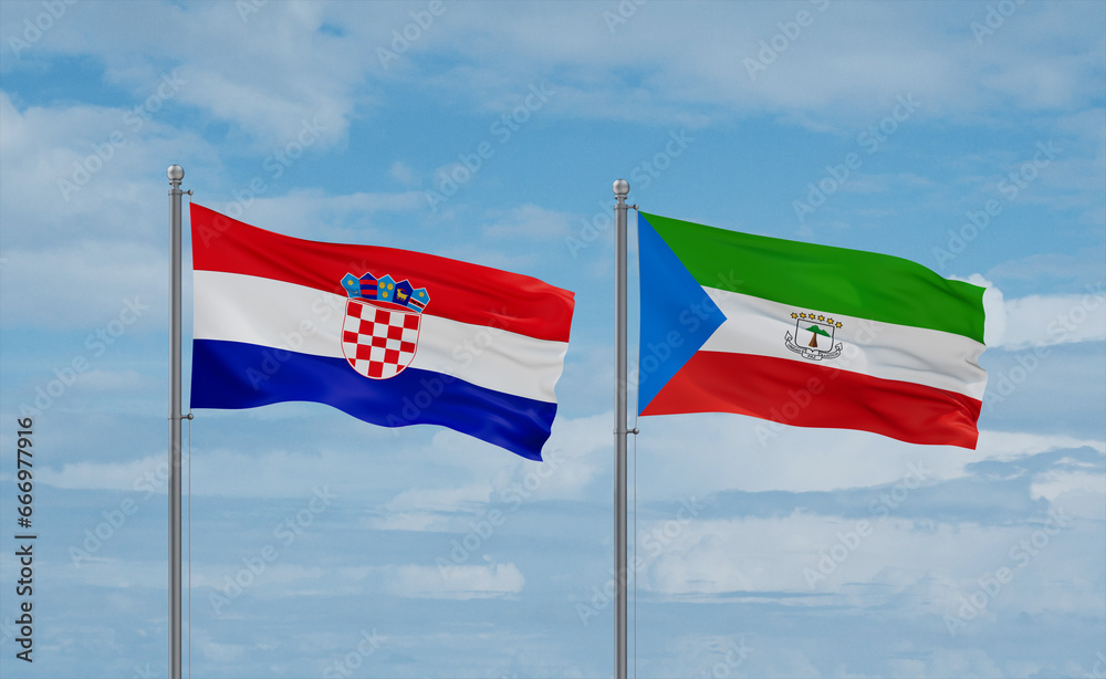 Equatorial Guinea and Croatia flags, country relationship concept Equatorial Guinea and Croatia flags, country relationship concept