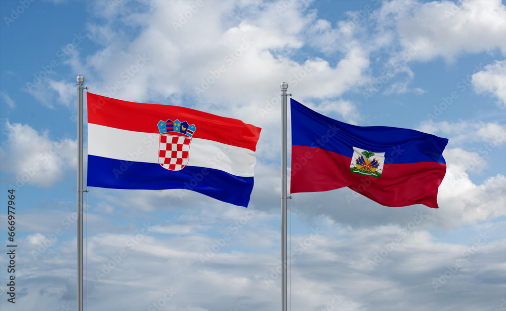 Haiti and Croatia flags, country relationship concept Haiti and Croatia flags, country relationship concept