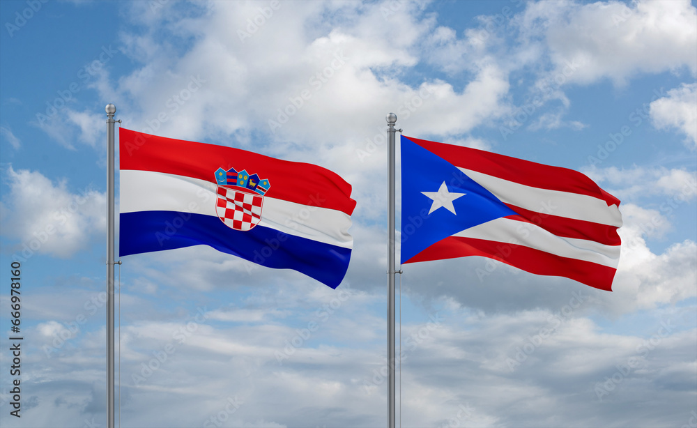 Puerto Rico and Croatia flags, country relationship concept Puerto Rico and Croatia flags, country relationship concept