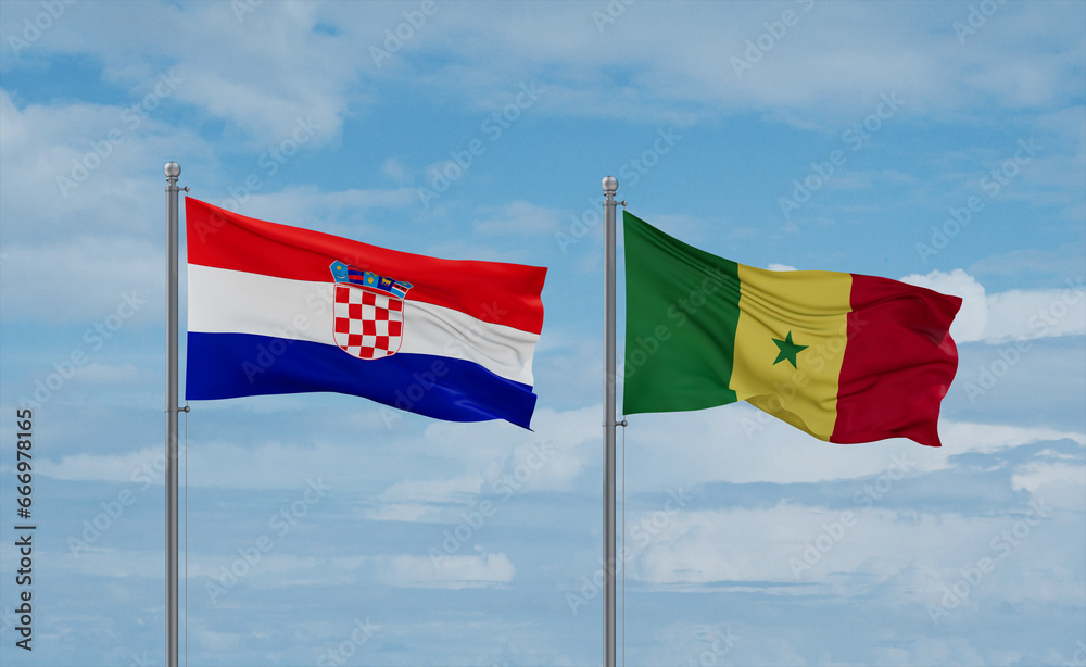 Senegal and Croatia flags, country relationship concept Senegal and Croatia flags, country relationship concept