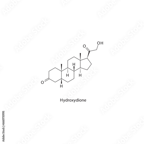 Hydroxydione flat skeletal molecular structure Neurosteroid drug used in Sedation (Hypnotic, sedative agent) treatment. Vector illustration scientific diagram.