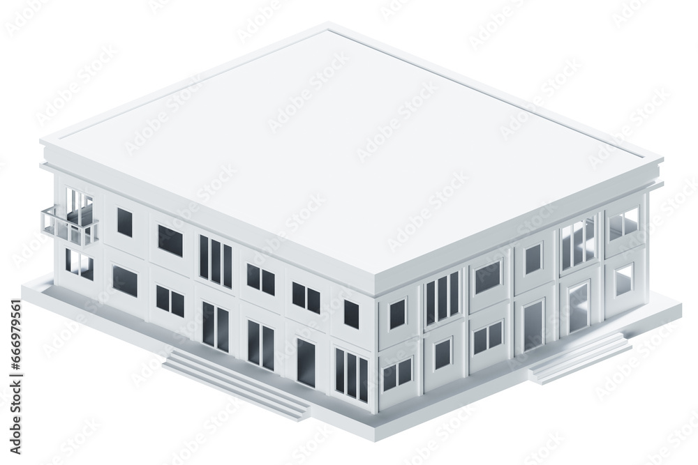 White building isometric. 3d rendering. White building isometric. 3d rendering.