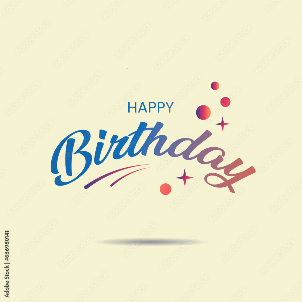 Fototapeta premium happy birthday celebration greeting with English calligraphy