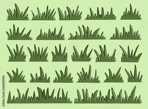 green grass. doodle grass illustration. grass lineart. grass outline illustration. set of handrawn grass.