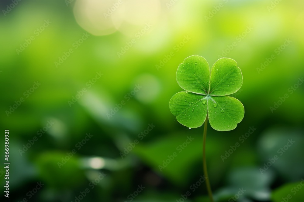 four-leaf clover with blurred background, symbol of luck, Generative AI four-leaf clover with blurred background, symbol of luck, Generative AI
