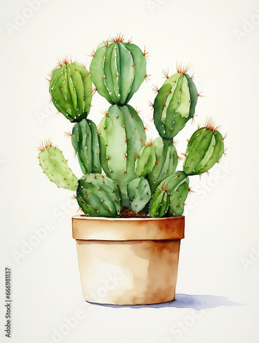 Cactus in flowerpot on light background created with generative AI