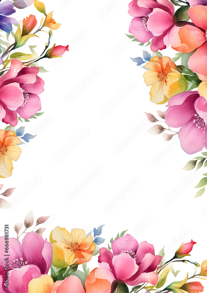 Colorful colourful elegant watercolor background with flora and flower