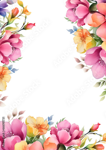 Colorful colourful elegant watercolor background with flora and flower