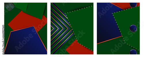 Set cards Christmas gold design dark green fir color backgrounds abstract shiny color golden. Elegant holiday design for web, print, printing, book publishing