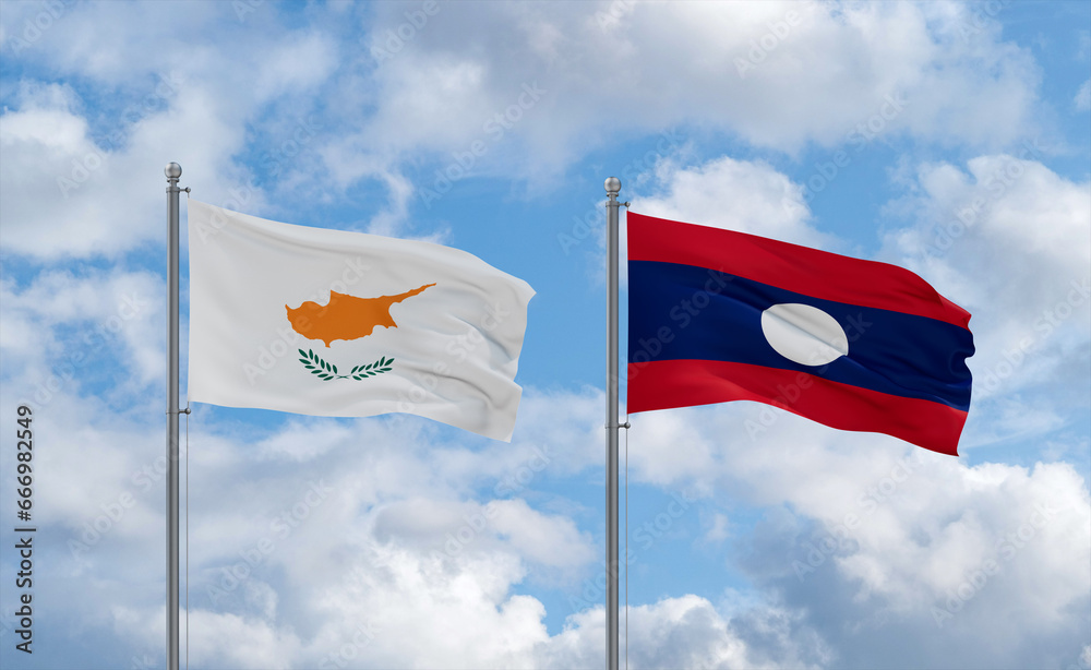 Laos and Cyprus flags, country relationship concept Laos and Cyprus flags, country relationship concept