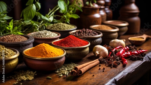 A border of exotic spices and herbs
