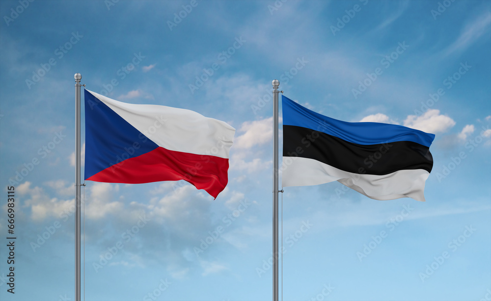 Estonia and Czech flags, country relationship concept Estonia and Czech flags, country relationship concept