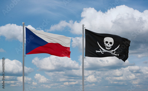фотографія Pirate and Czech flags, country relationship concept
