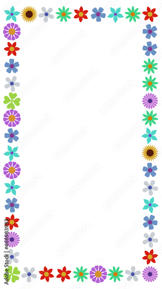Colorful flower frame background. 3d rendering. Colorful flower frame background. 3d rendering.