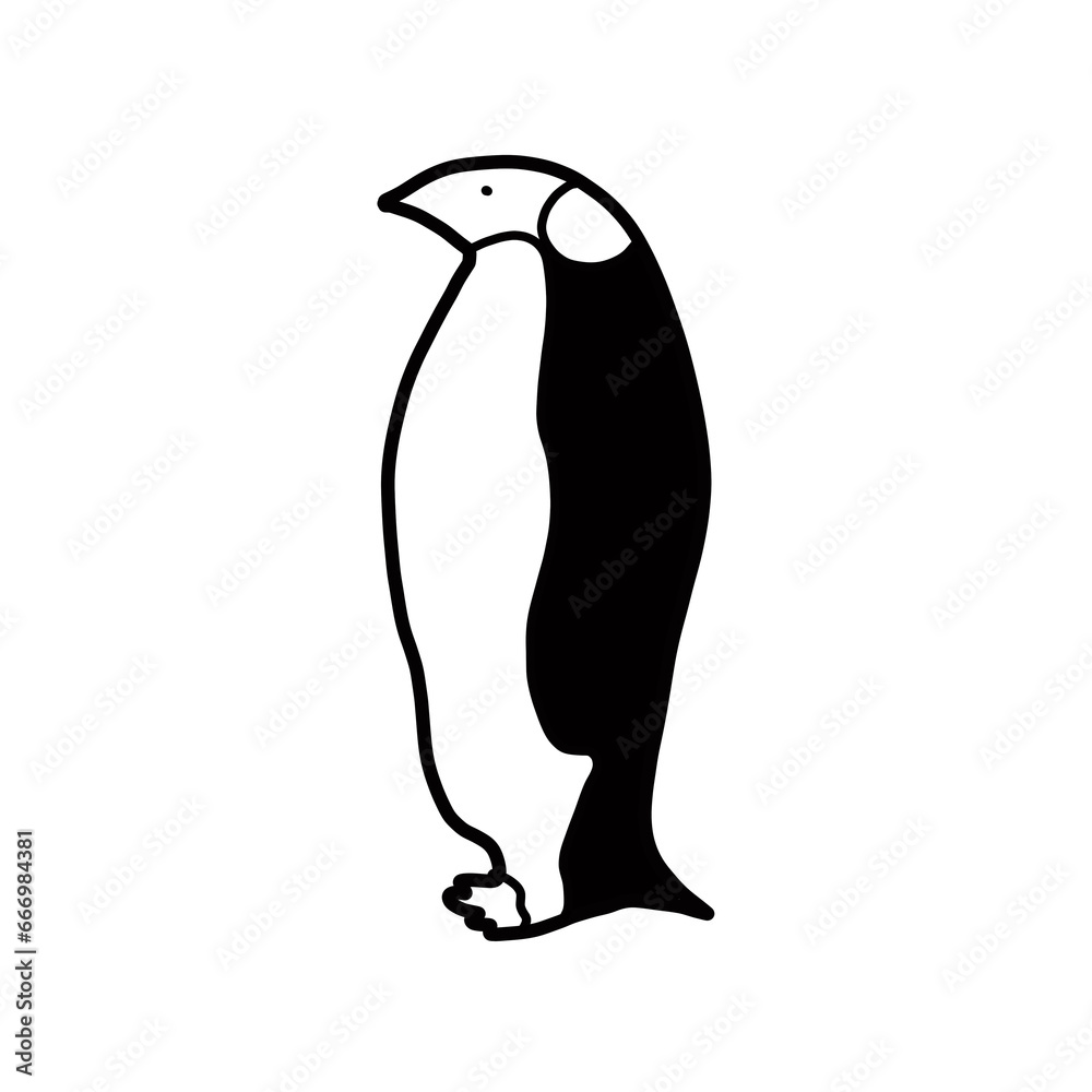 Obraz premium penguin Bird Hand drawn organic line doodle 